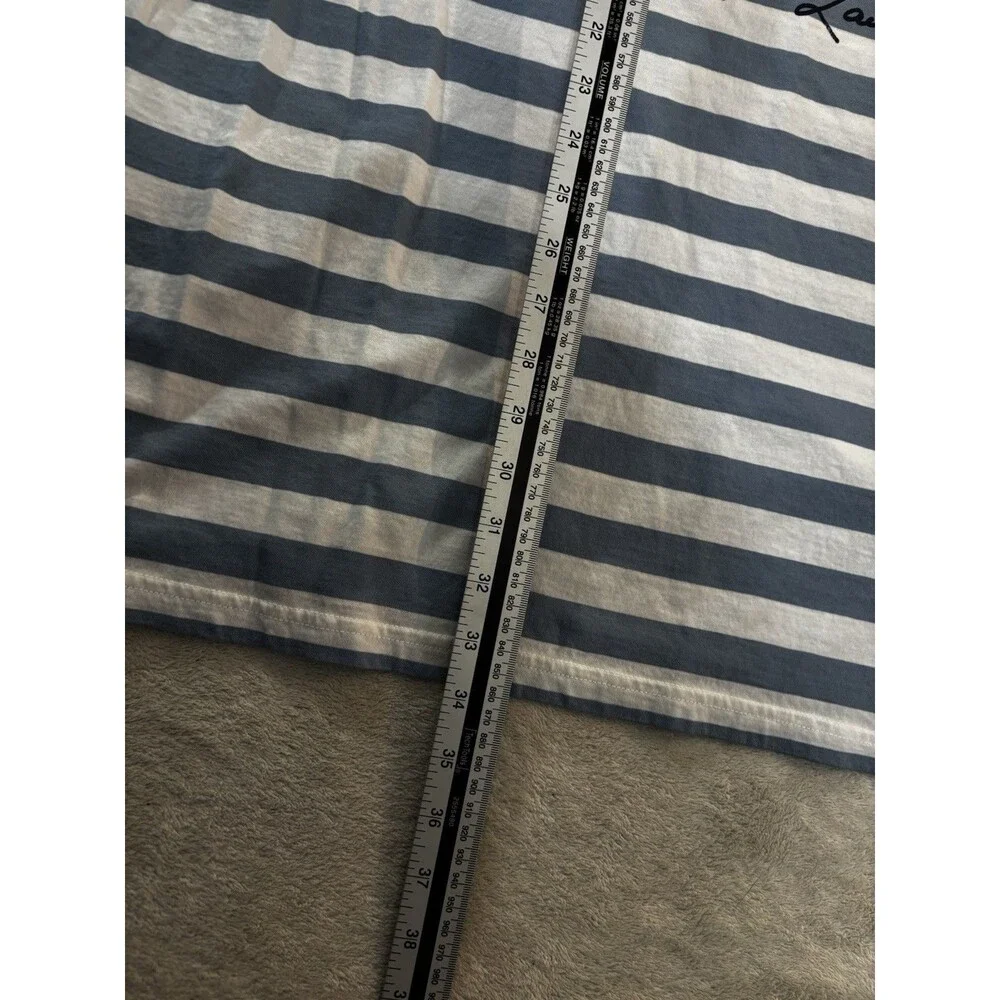 Polo Ralph Lauren Mens Striped Tee Shirt Size XLT Blue White Large Pony Graphic